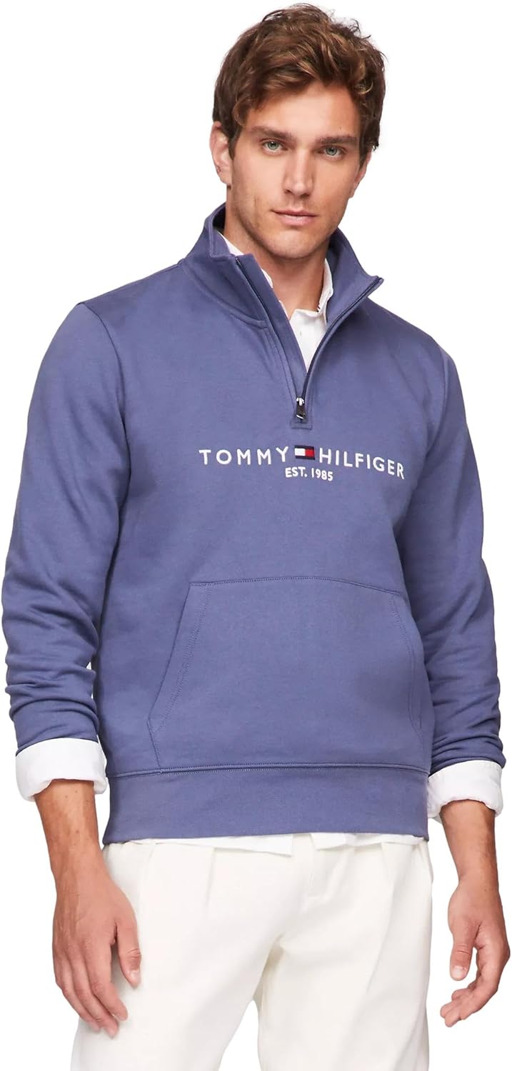

Мужская адаптивная толстовка Tommy Hilfiger с застежкой-молнией на четверть оборота и удлиненным бегунком, Bank Blue