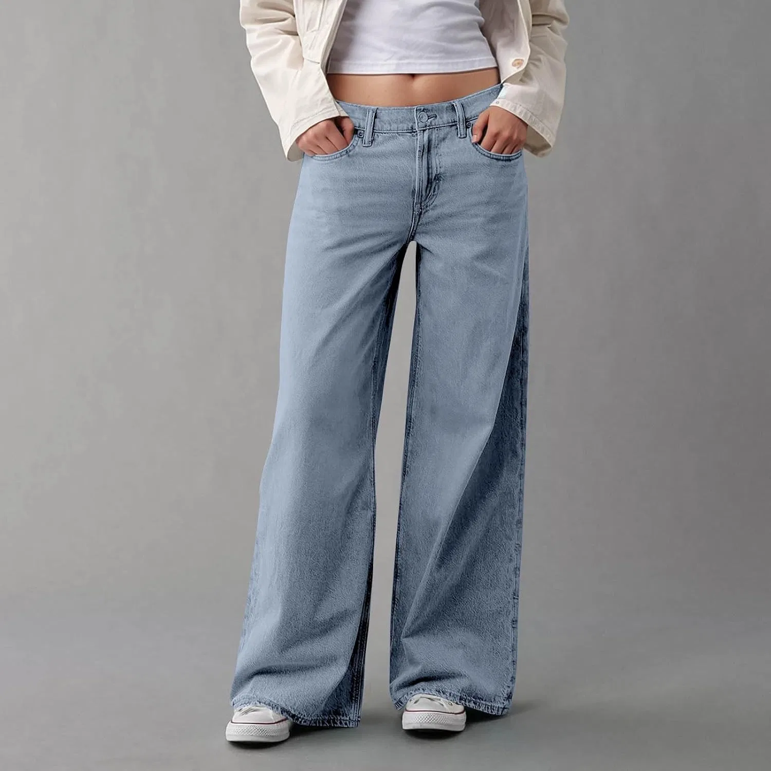 Джинсы широкие Womens Plus Size, Light Blue — фото 3