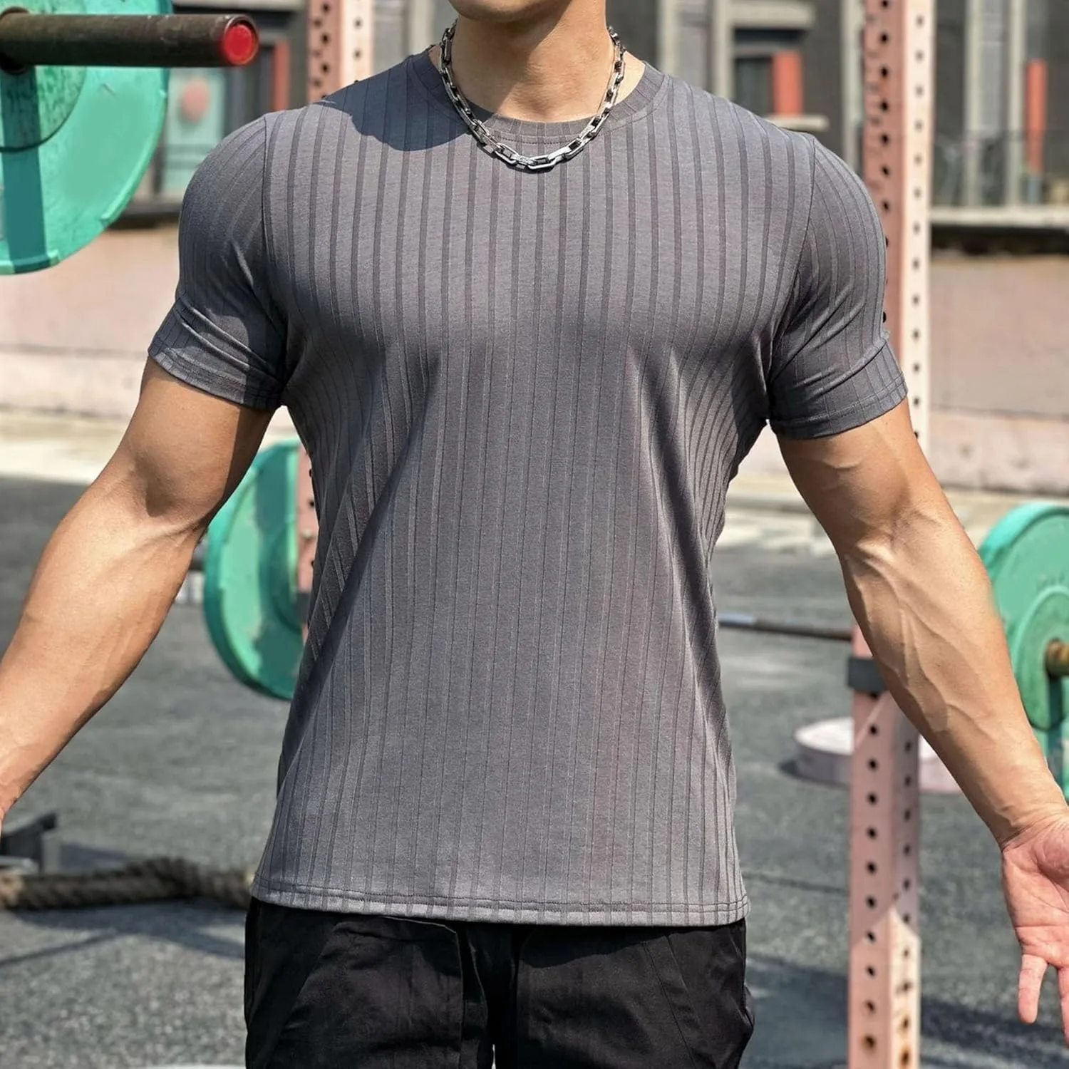 Мужская футболка Casual Pit Strip с круглым воротником для фитнеса — фото 2
