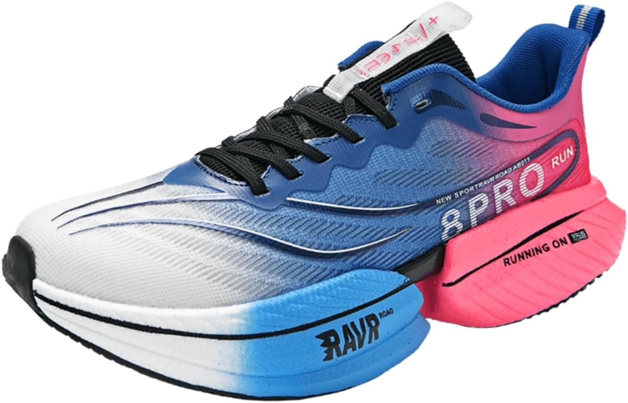 

Мужские беговые кроссовки с углеродной пластиной, противоскользящие, с мягкой амортизирующей подошвой, профессиональная спортивная обувь для бега по шоссе, джоггинга и фитнеса Kpdwfms, синий