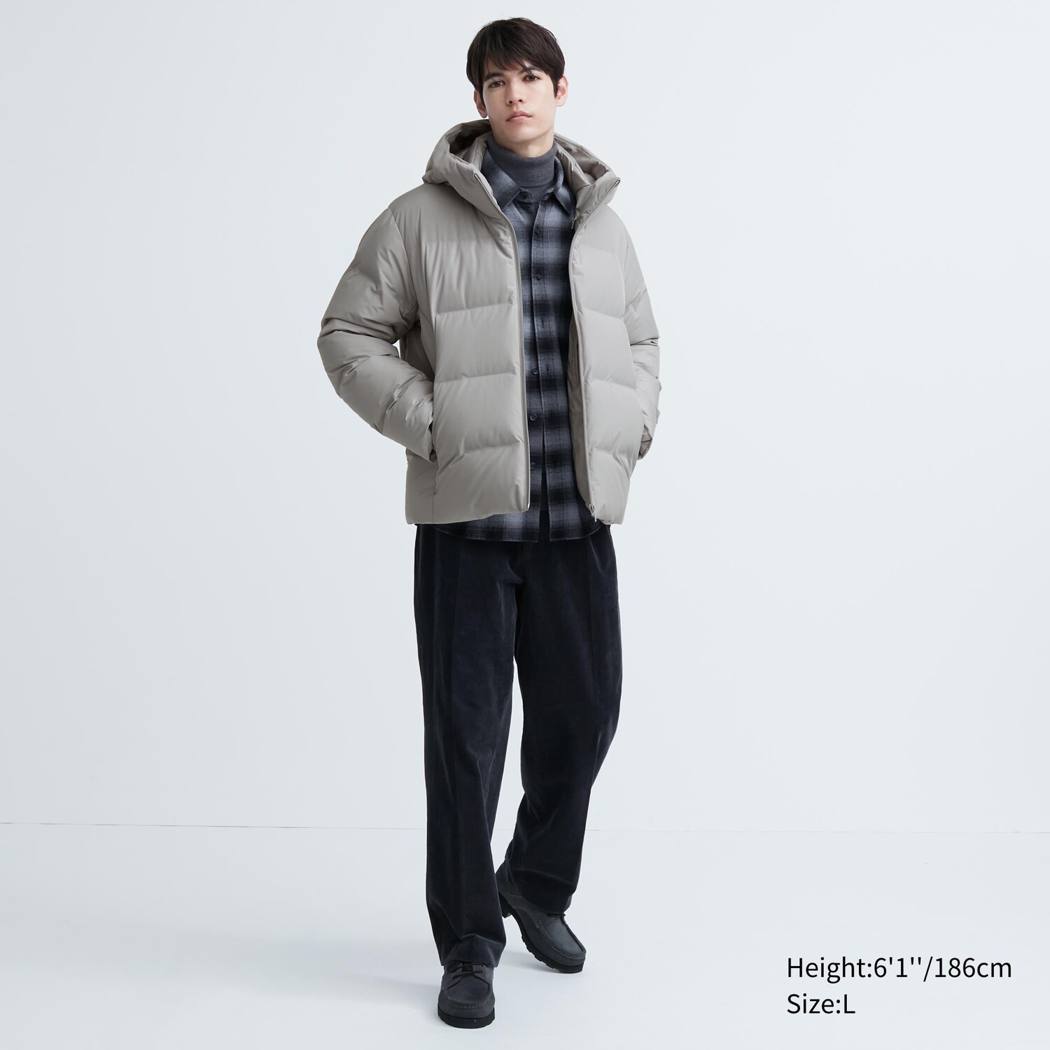 Куртка Uniqlo пуховая с капюшоном Uniqlo, 02 светло-серый — фото 3