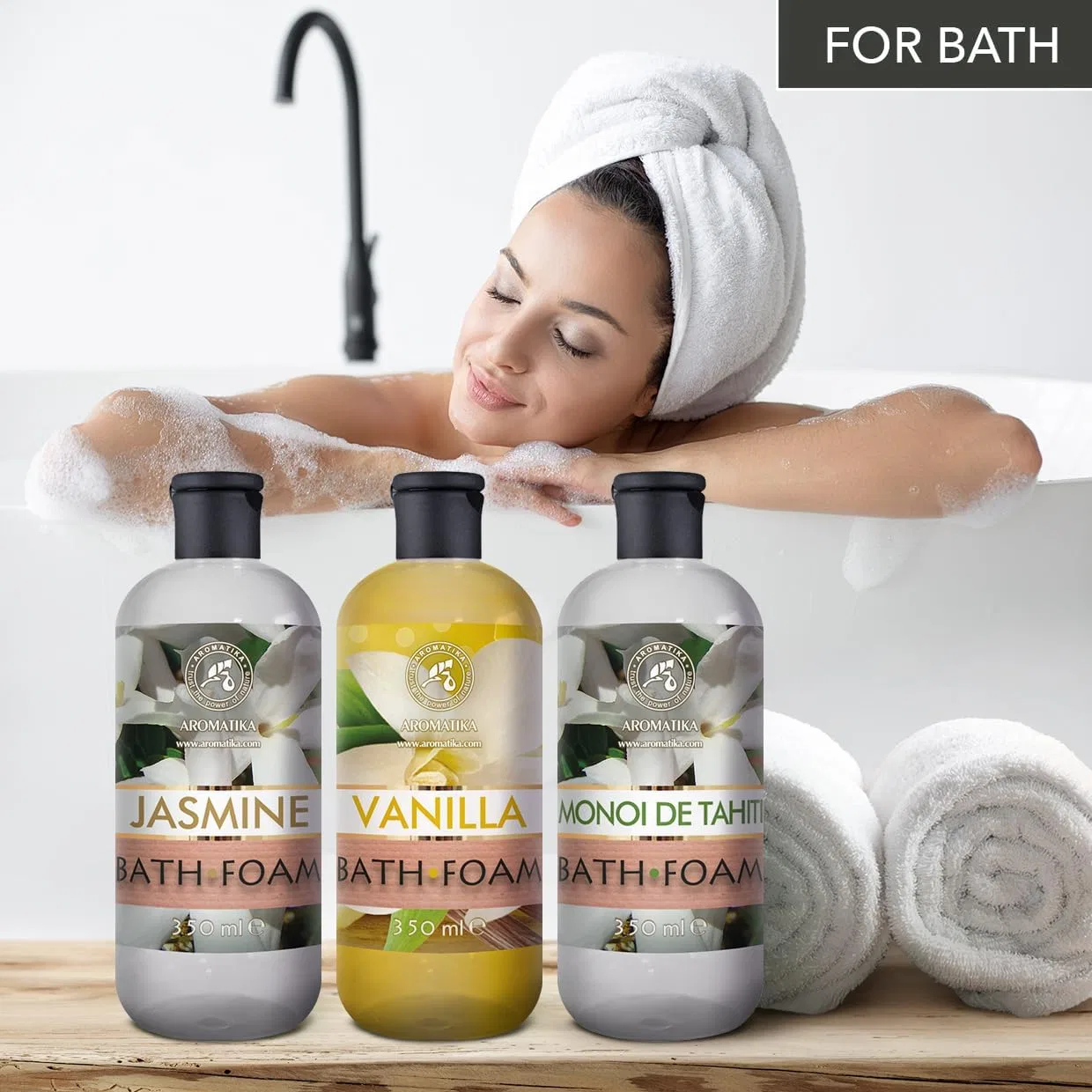 Набор пены для ванны Vanilla, Jasmine & Monoi de Tahiti, 3 x 350 мл Aromatika Trust The Power Of Nature — фото 2