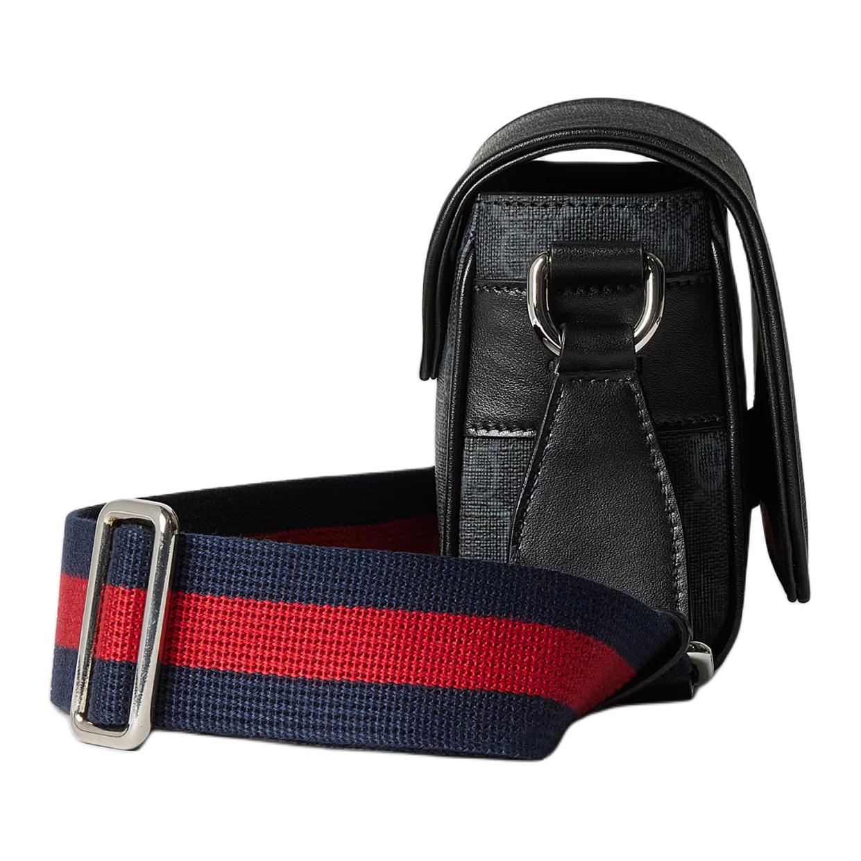 Сумка через плечо миниатюрная мужская черная GUCCI из кожи и холста — фото 3