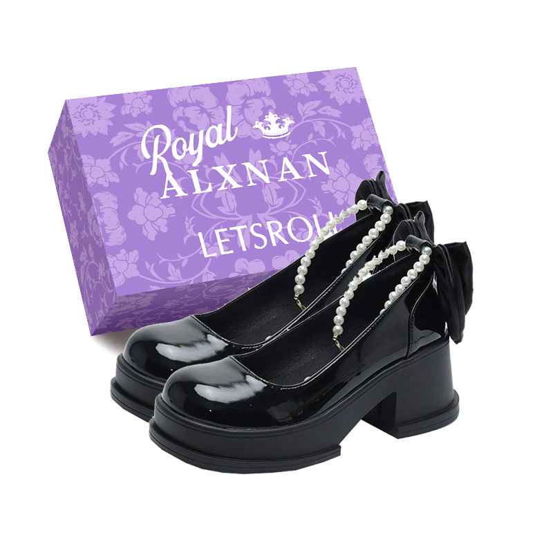 Туфли Мэри Джейн на массивном каблуке, женская коробка Alxnan, Black+Box