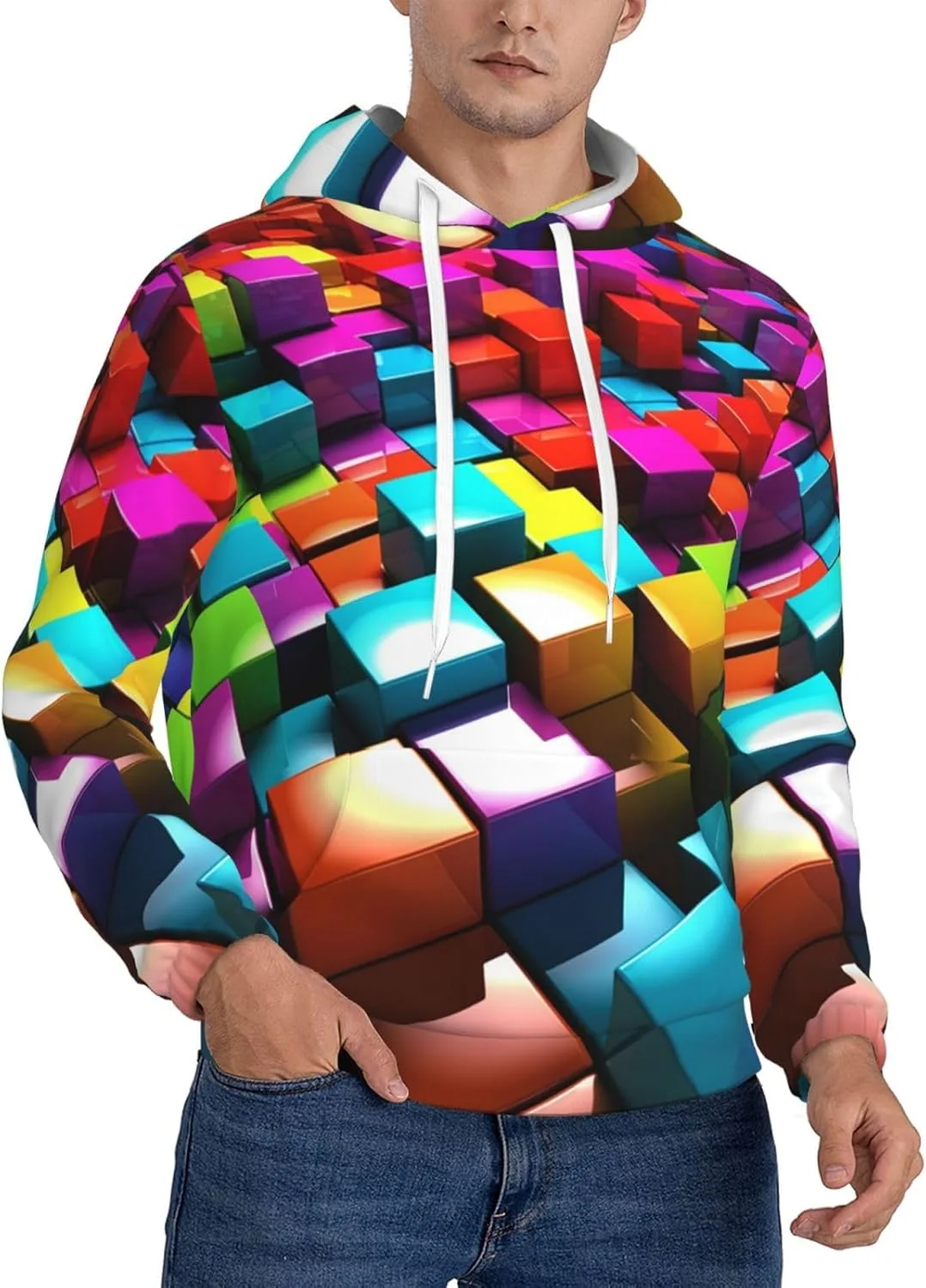 

Мужская флисовая толстовка с капюшоном и карманами HJTRW