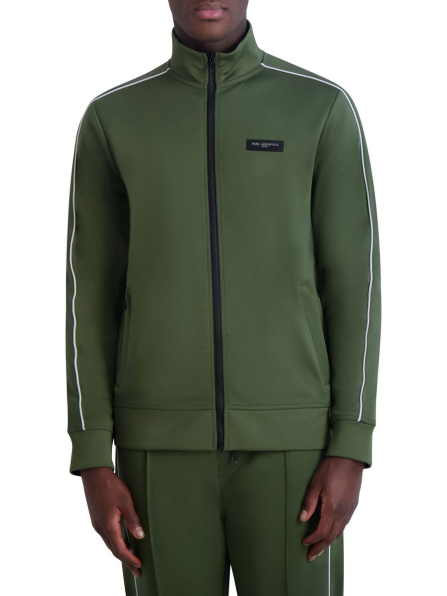 

Куртка Slim Fit с контрастными полосками на молнии Karl Lagerfeld Paris, оливковый, Зеленый, Куртка Slim Fit с контрастными полосками на молнии Karl Lagerfeld Paris, оливковый
