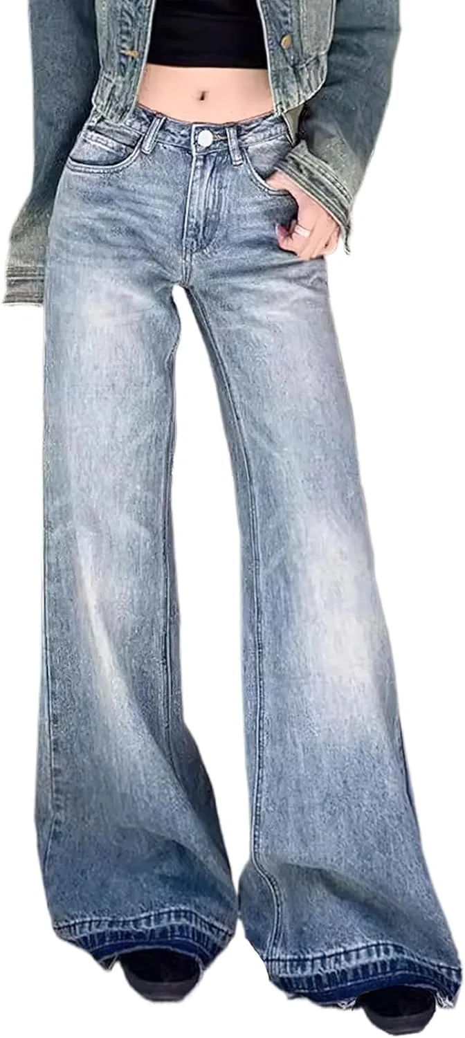 

Джинсы женские low rise flared с raw hem Wonyier