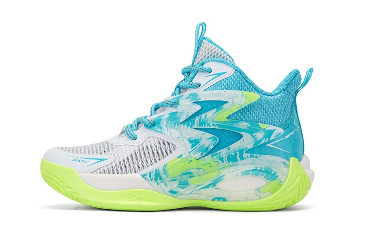 

361°KIDS Детские баскетбольные кроссовки высокие White Blue Green с противоскользящей и износостойкой подошвой