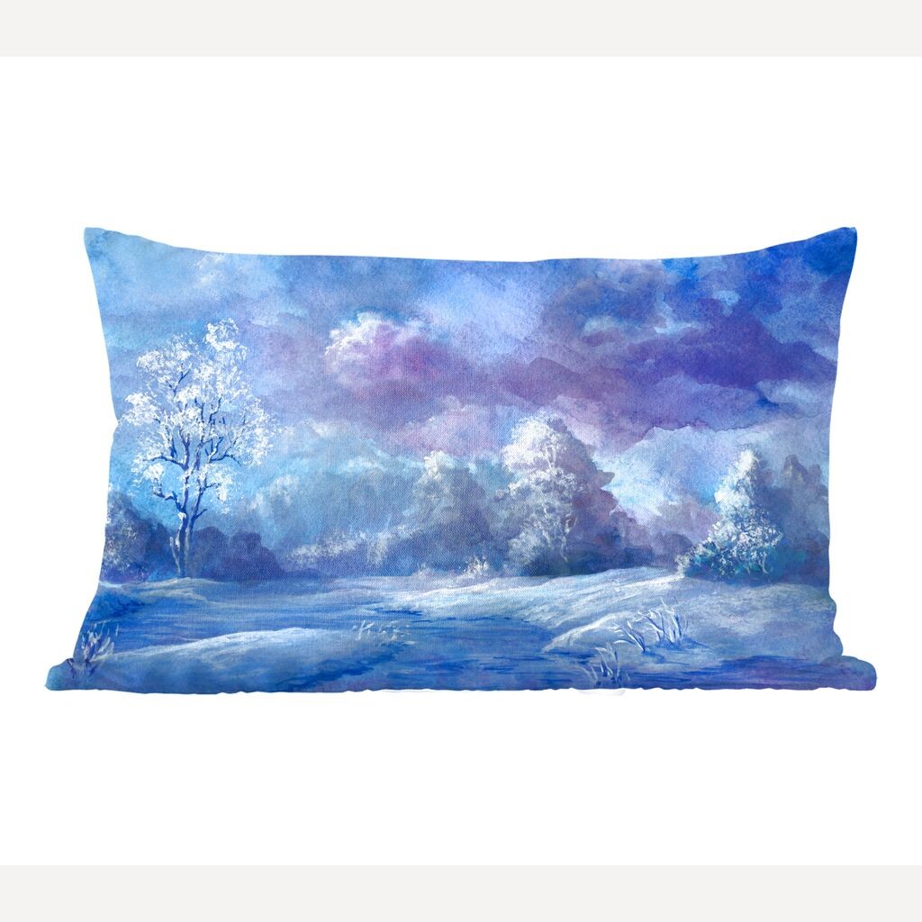 

MuchoWow декоративная подушка диванная подушка гостиная декоративная подушка 50х30 см акварель - снег - лес - чехлы на диванные подушки - без наполнителя