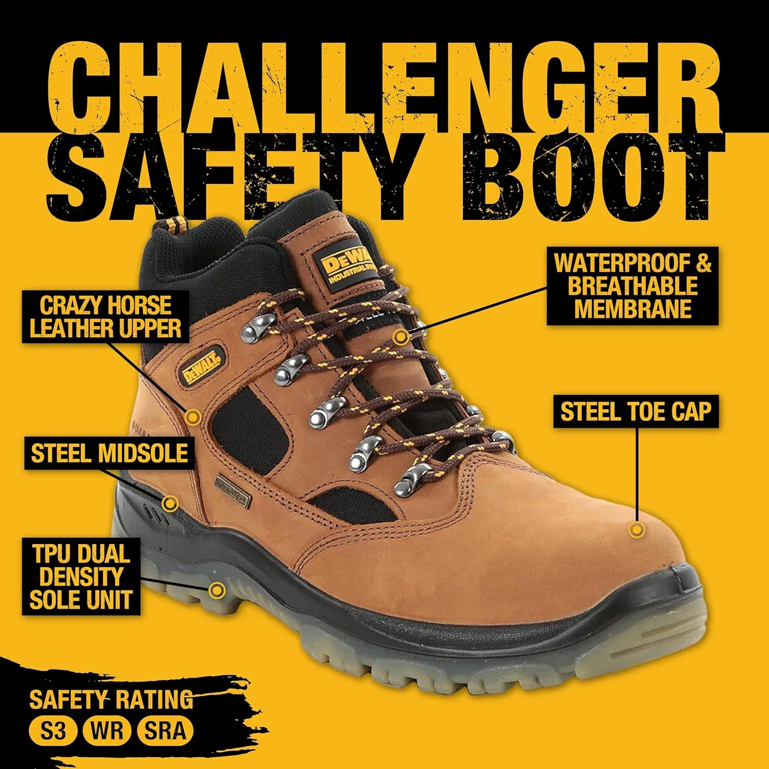 Мужские защитные ботинки DeWalt Sympatex, Braun Brown Challenger 4 — фото 2