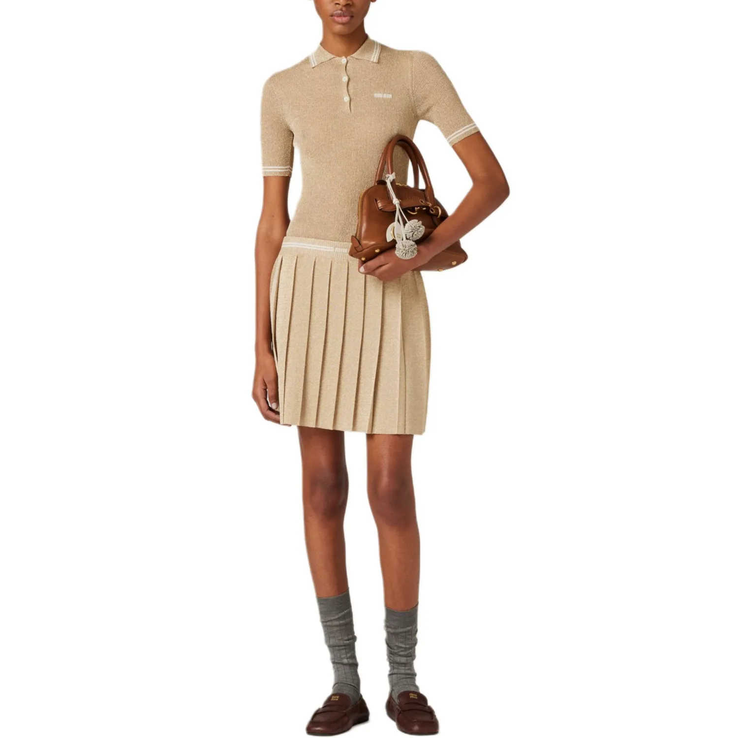 MIU MIU Повседневная короткая юбка Women's Brown — фото 4