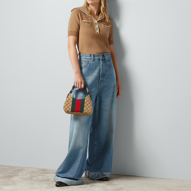 Футболка-поло женская Gucci с мини-цепочками, коричневый — фото 4