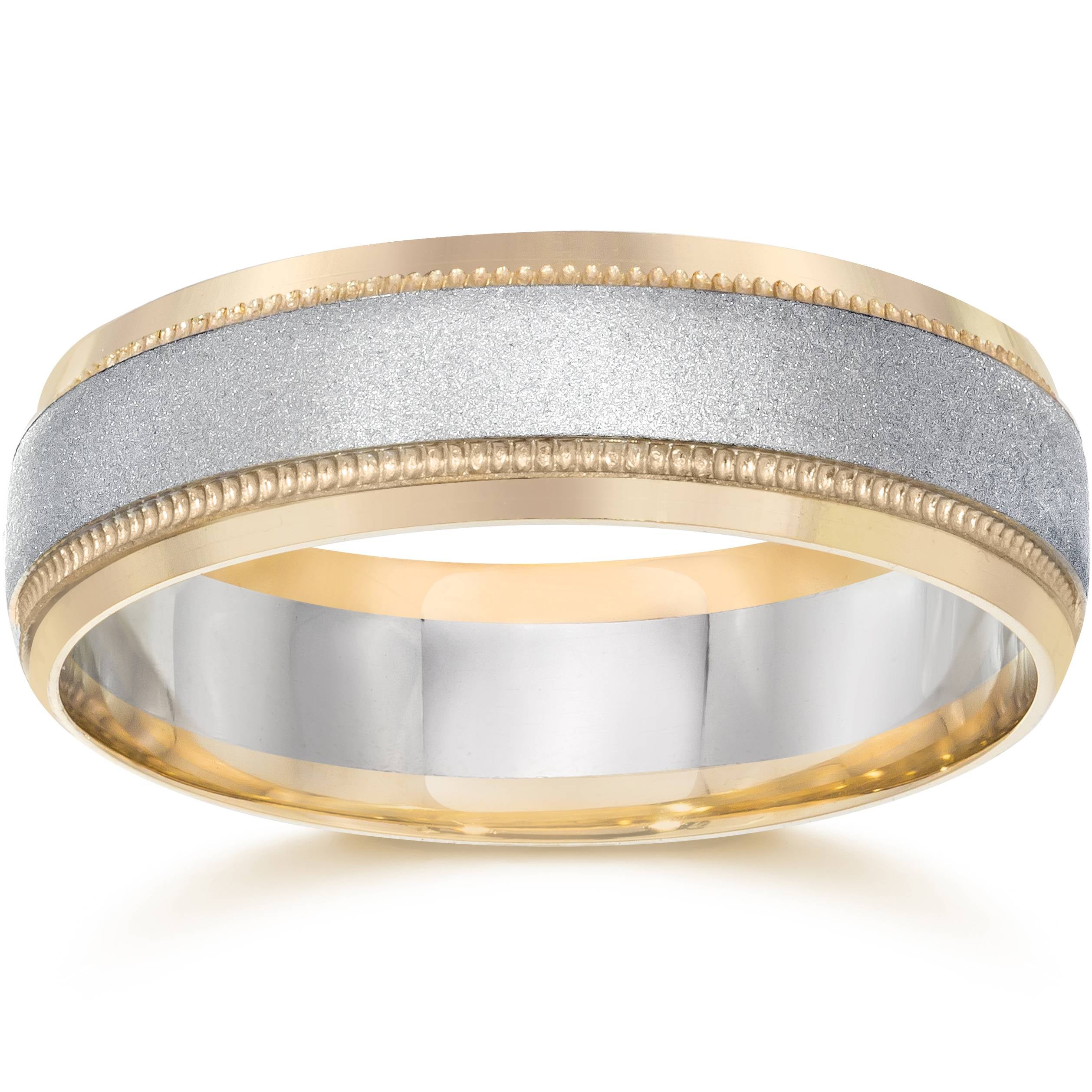 

Мужское обручальное кольцо из белого и желтого золота двух цветов 14 карат Pompeii2, 14K Yellow Gold