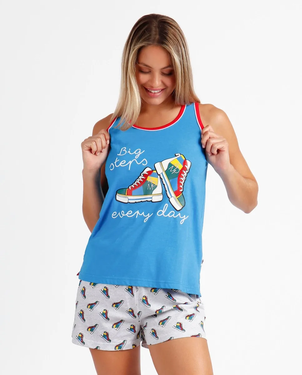 

Женская короткая пижама из трикотажа с принтом Admas, синий