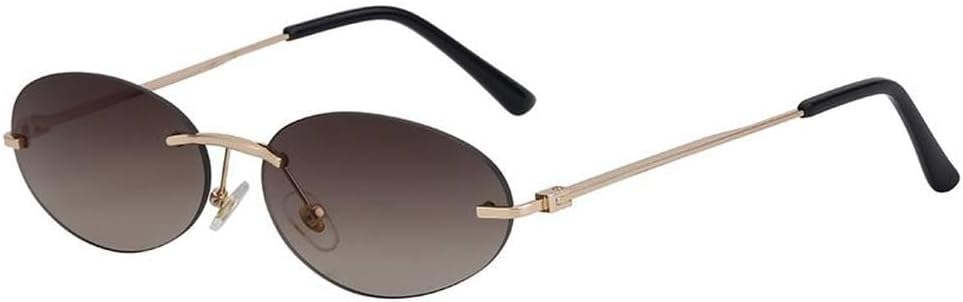 

Солнцезащитные очки в маленькой овальной оправе для женщин и мужчин, роскошные винтажные солнцезащитные очки без оправы для мужчин, Boundless Eyewear Shades UV400, SUN684 Generic, C3graybrown