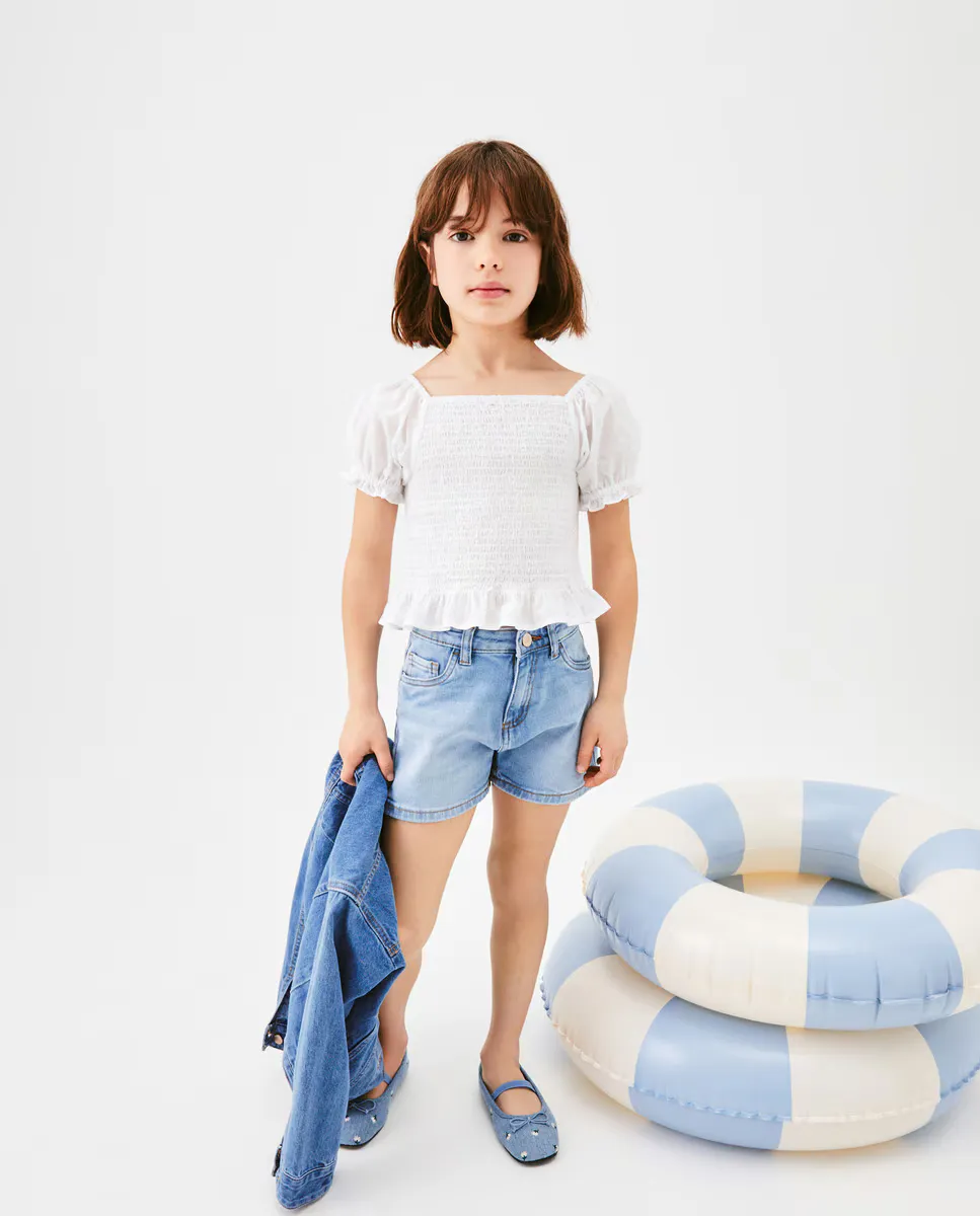 

Базовые джинсовые шорты для девочек Kids El Corte Inglés, цвет 490 Petróleo