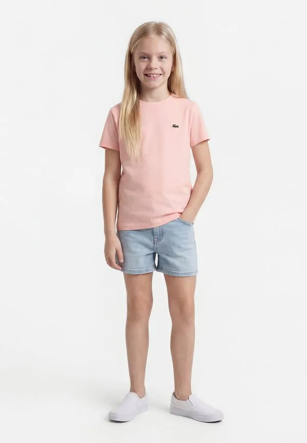 Классическая спортивная футболка с логотипом, базовая футболка Lacoste, Light Pink