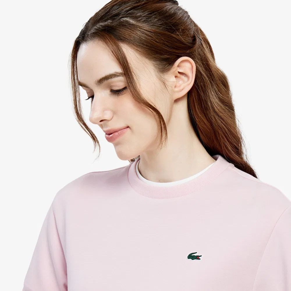 Женский свитшот с круглым вырезом из лёгкого джерси розовый от Lacoste — фото 3