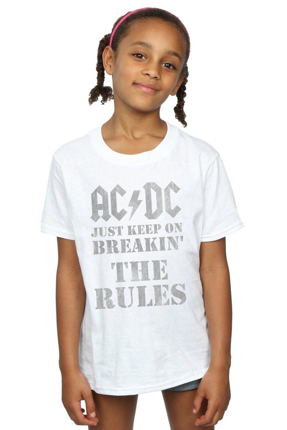 

Хлопковая футболка «Просто продолжай нарушать правила» AC/DC, белый