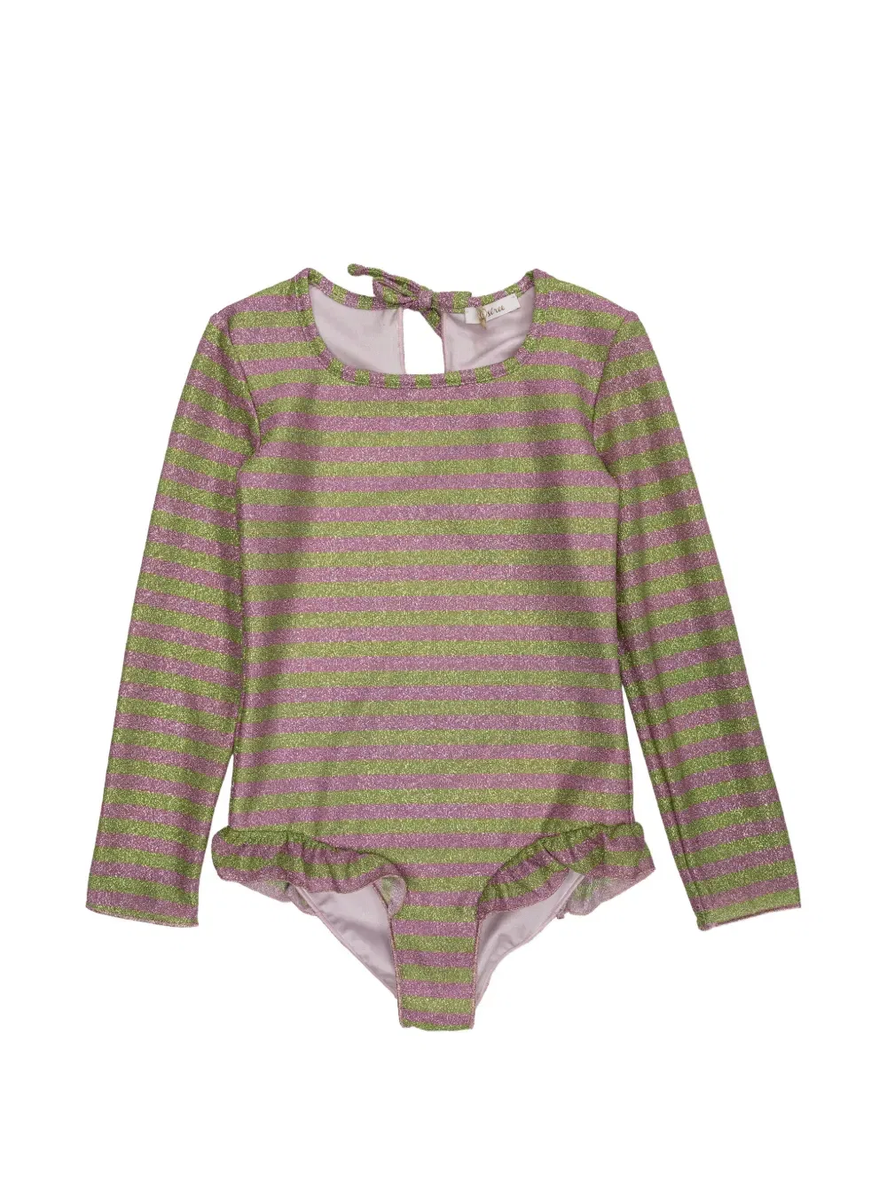 Купальник в полоску с оборками Oseree Kids, зеленый