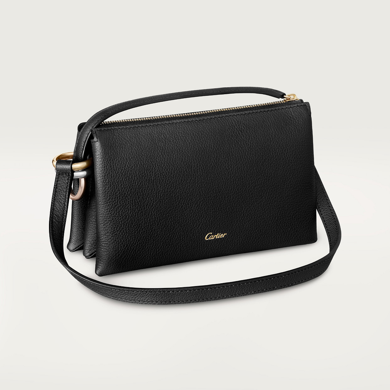 

Женская сумка через плечо Cartier Mini sac porté épaule, Trinity, черная зернистая телячья кожа