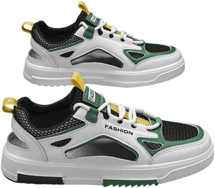 

Мужские дышащие повседневные кроссовки Hhhchpm- легкие низкие кеды на шнуровке для ежедневной носки, тренажерного зала и активного отдыха, белый/зеленый