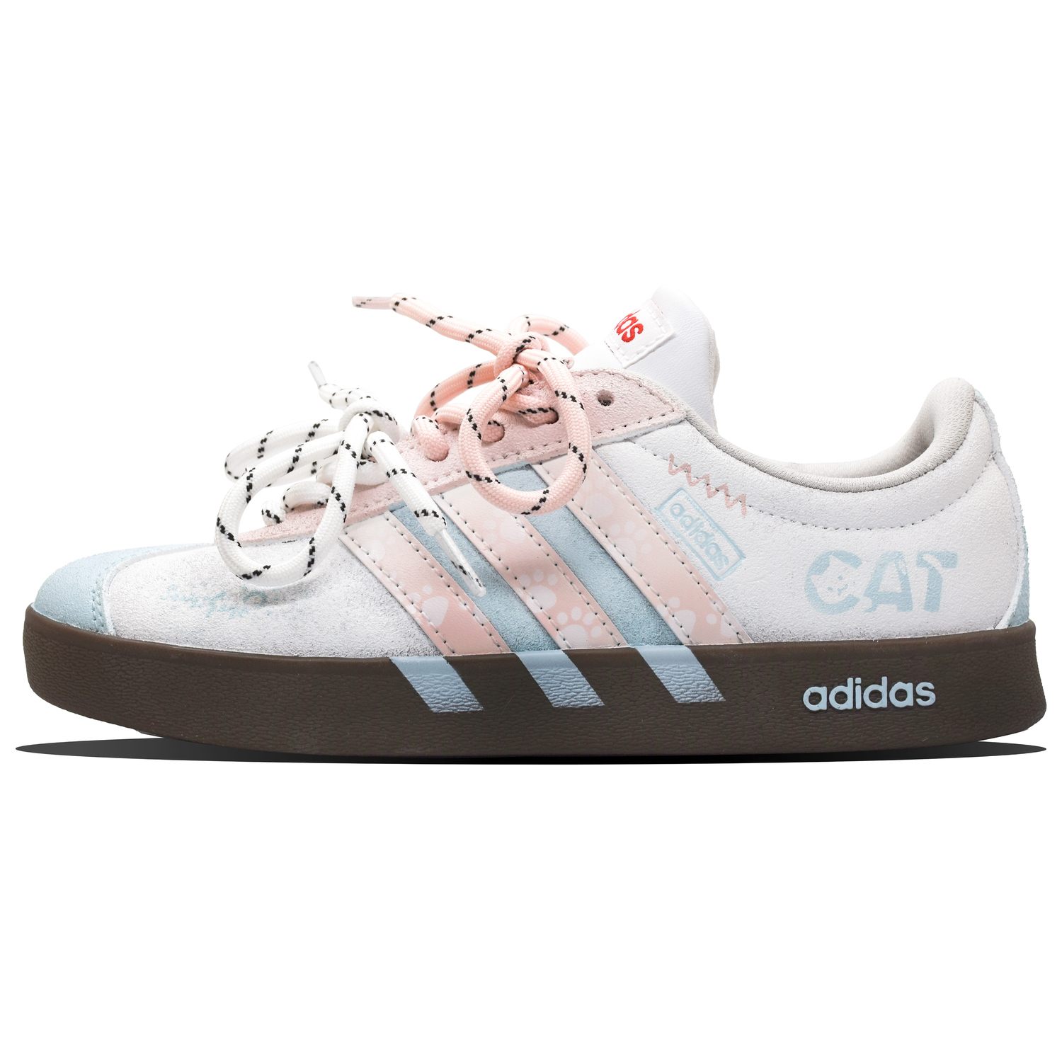 

Vl court 2.0 sun island, cat paw foam износостойкие и легкие низкие кроссовки для скейтбординга unisex синий Adidas, розовый