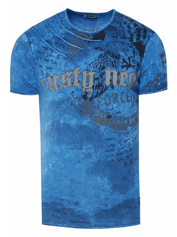 

Выцветшая футболка с принтом орла в темно-синем цвете Rusty Neal