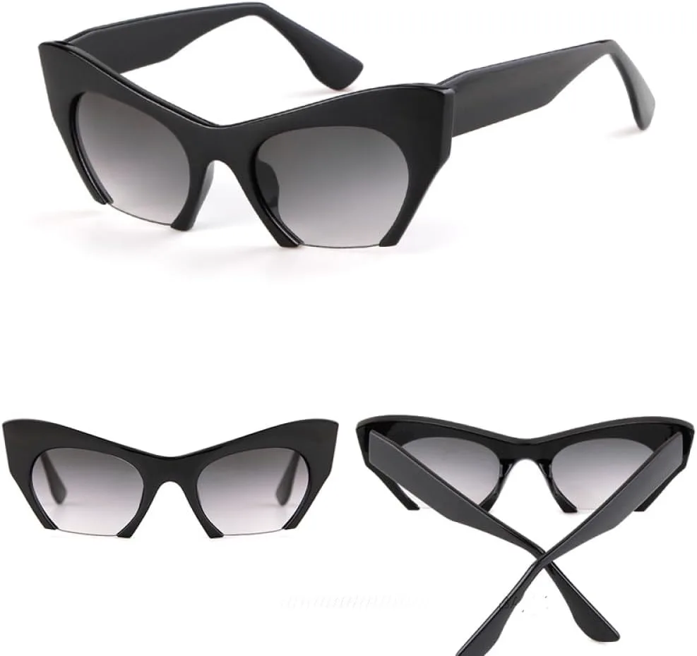 

Модные солнцезащитные очки без оправы для женщин и мужчин, ретро-очки в полуободковой оправе «кошачий глаз», классические очки с леопардовым принтом TYUVIVO, C5