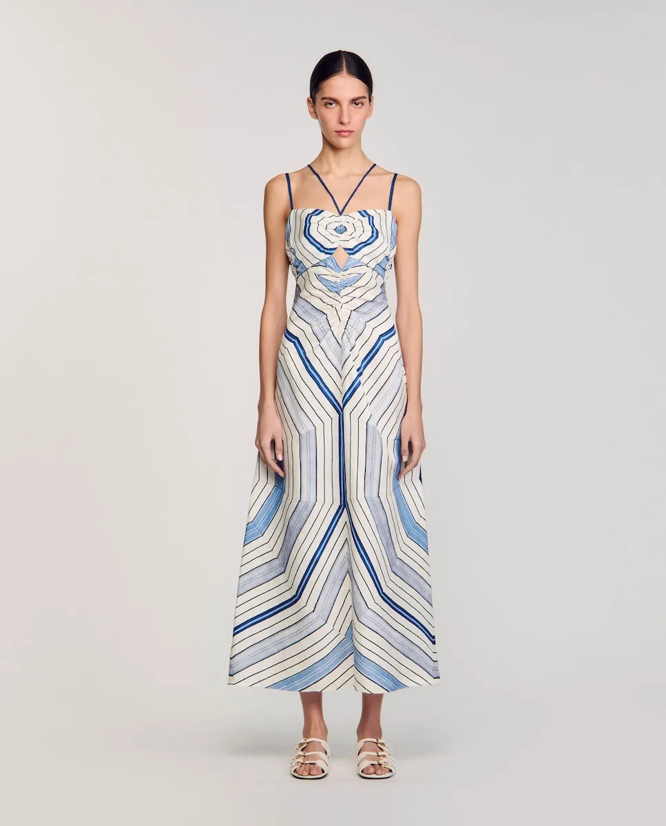 

Длинное платье со спиралями Sandro, светло-голубой