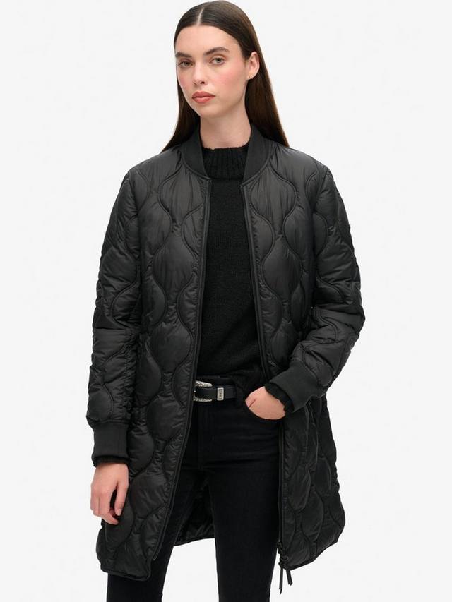 

Студийное длинное стеганое пальто на подкладке Superdry, черный