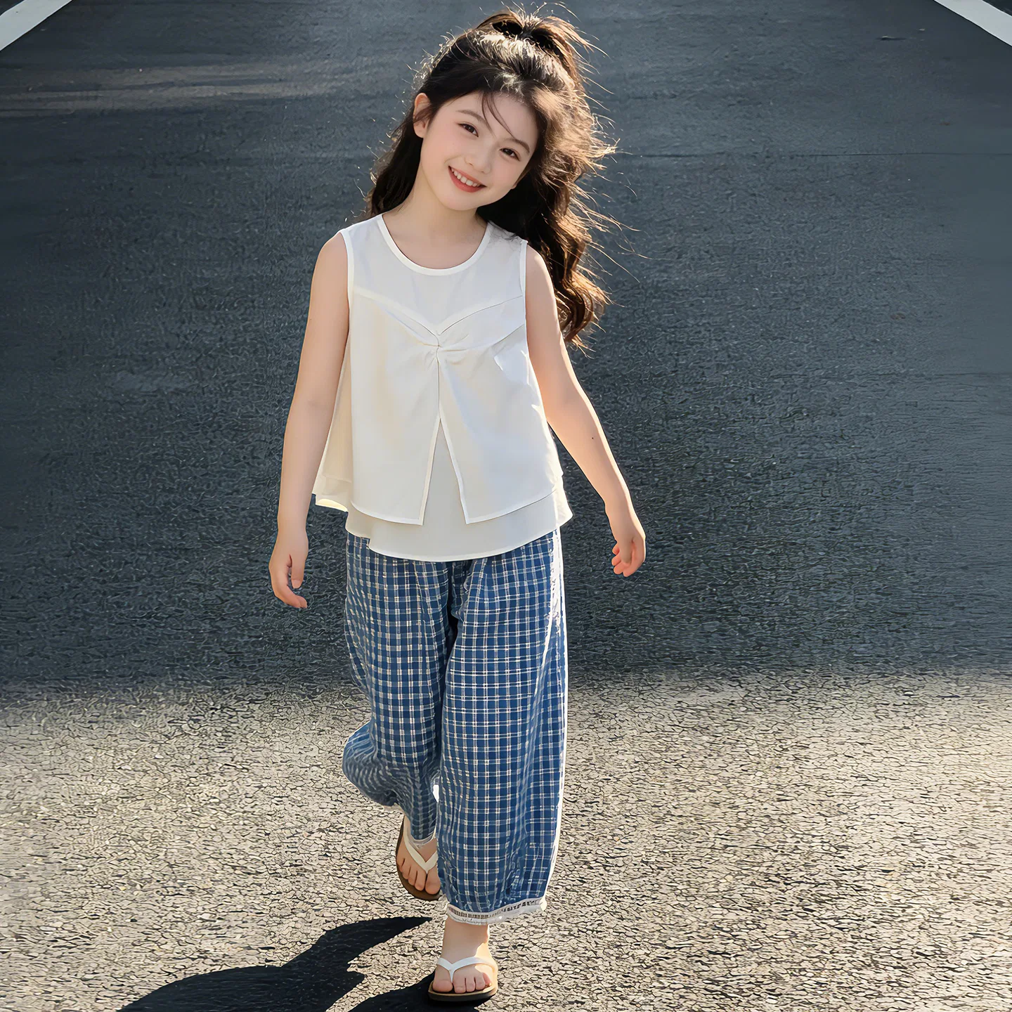 Детская спортивная одежда Casual с круглым вырезом Disney, White & Blue Plaid — фото 3