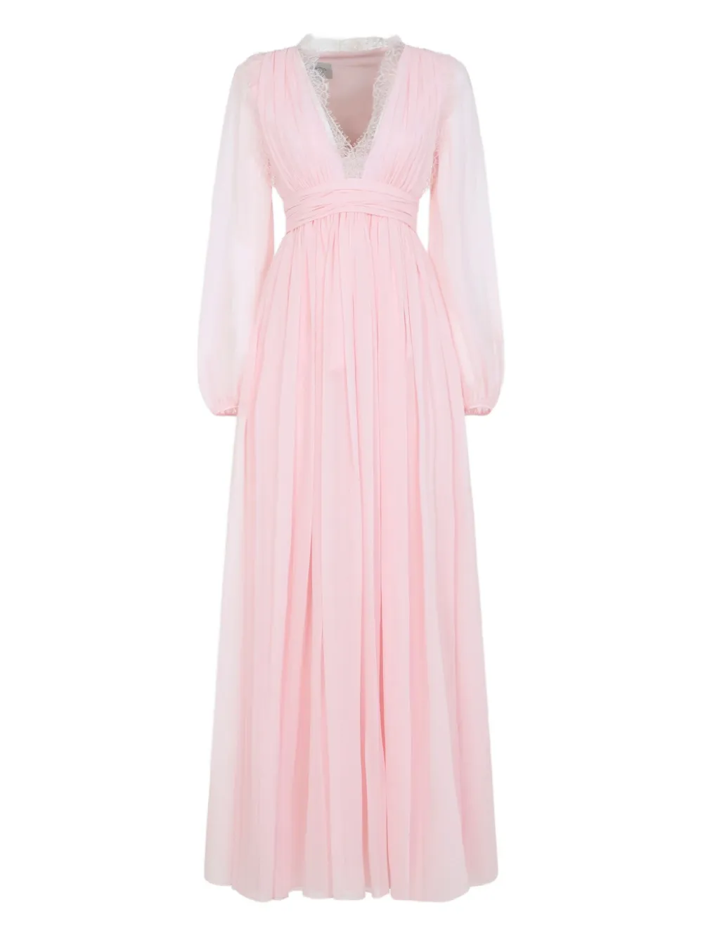 

Макси-платье с кружевом и V-образным вырезом Giambattista Valli, розовый