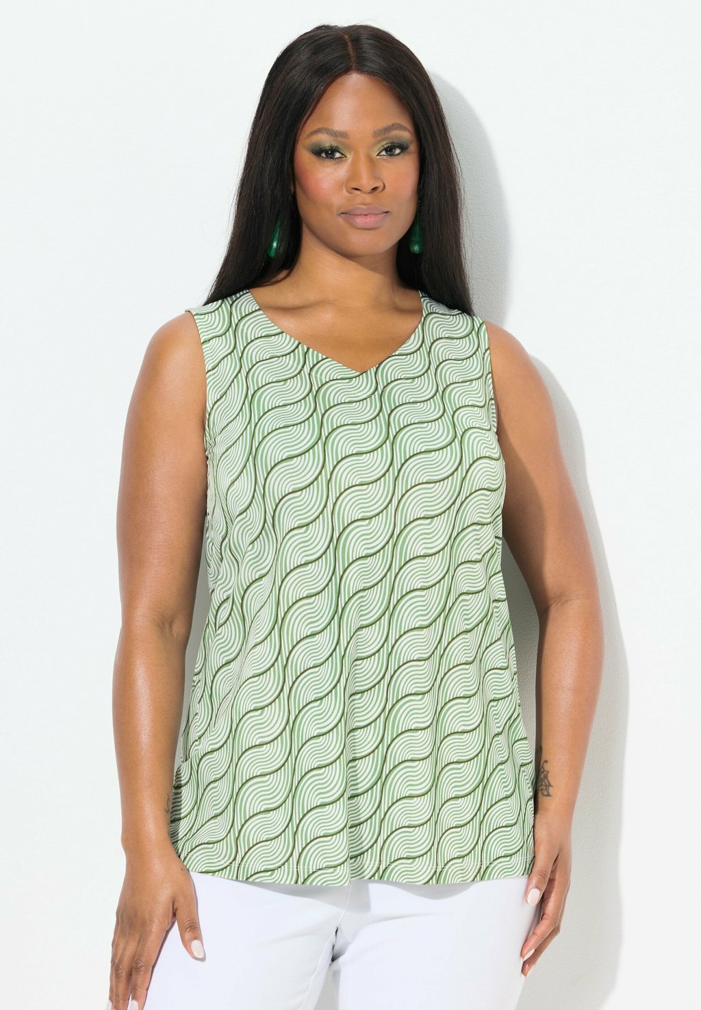 

Блуза WAVE PRINT SLEEVELESS SLINKY Ulla Popken, зеленый