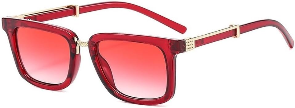 

Мужские солнцезащитные очки в стиле ретро, ​​квадратные, двухцветные, с градиентным переходом цвета, защита от УФ-излучения UV400; женские солнцезащитные очки в стиле панк с леопардовым принтом SKFGNX, Red Red Gradient