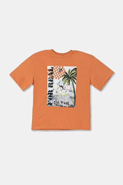 Футболка оверсайз T-shirt United Colors of Benetton, оранжевый