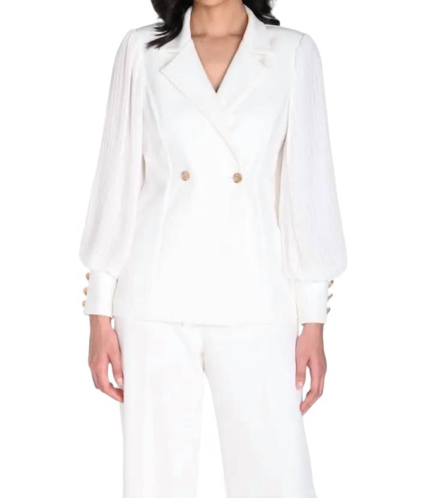 

Двубортный пиджак с зазубренным воротником в цвете Off White Frank Lyman