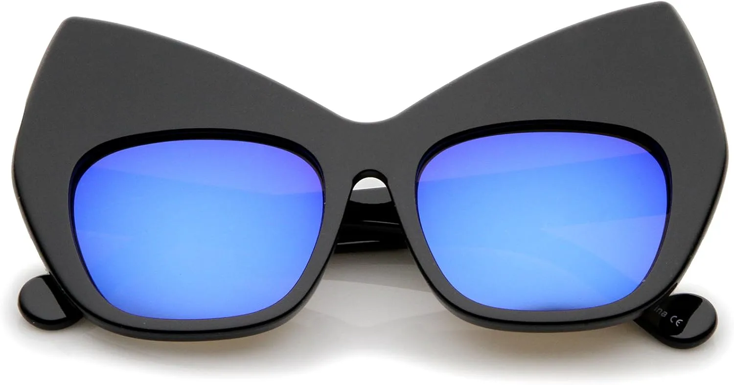 

Солнцезащитные очки zeroUV в массивной оправе с цветными зеркальными квадратными линзами, увеличенного размера «кошачий глаз», 49 мм, Black / Blue Mirror