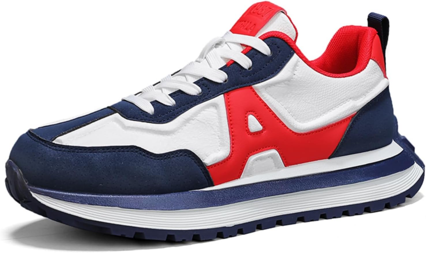 

Мужские модные кроссовки на платформе с шнуровкой, низкие, с круглым носком, противоскользящие, повседневные, массивные, для тренировок, спорта, тенниса, бега и ходьбы Boaobaihuo, красный