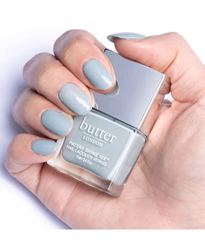 Лак для ногтей Patent Shine 10X, 0,4 унции Butter London, цвет London Fog (soft stormy blue crème) — фото 3
