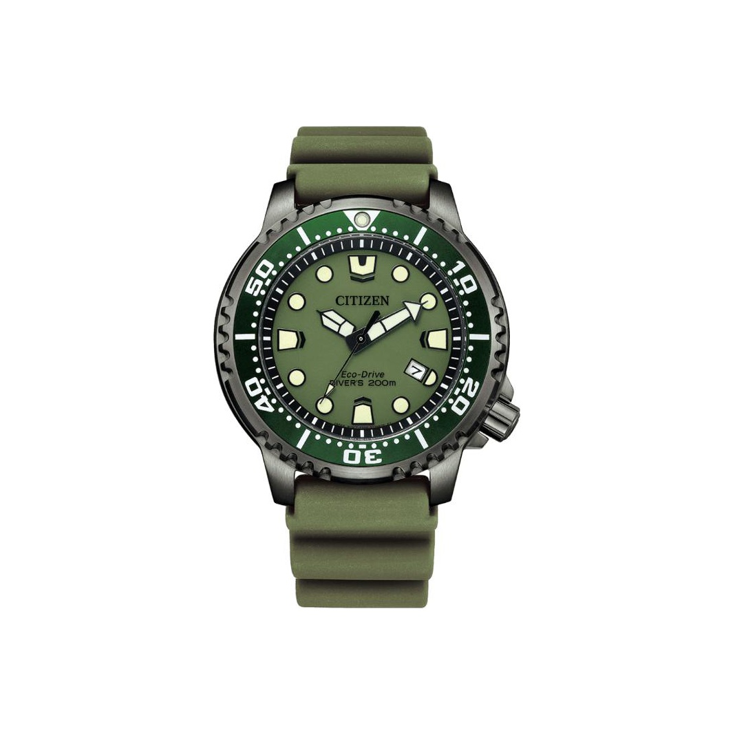 

CITIZEN Часы Sea Adventure Time Collection Solar Quartz Movement Rubber Strap Watch Men's Watch Green Dial, Green Dial
