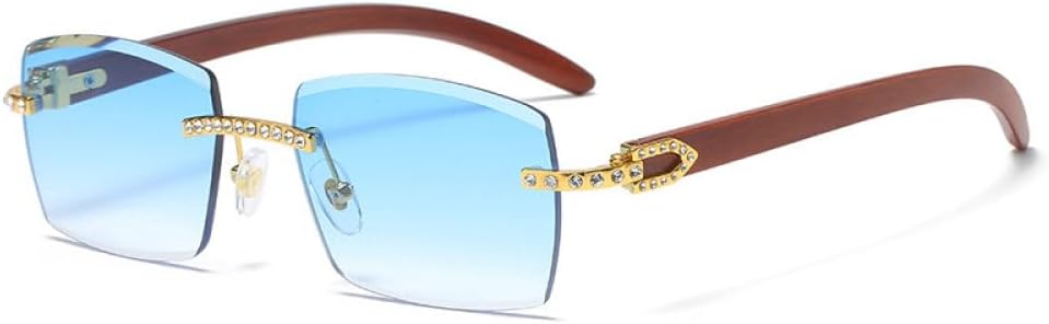 

Солнцезащитные очки со стразами для женщин в винтажном стиле, без оправы, квадратные модные солнцезащитные очки для мужчин, стильные очки для покупок, очки с защитой от УФ-излучения UV400 generic, Gold Blue