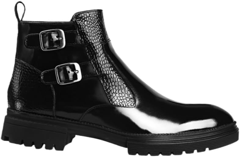 

Мужские ботинки Fusecottc с толстой подошвой и молнией, подходят для осени и зимы, для повседневного офисного использования, доступны в больших размерах, черный