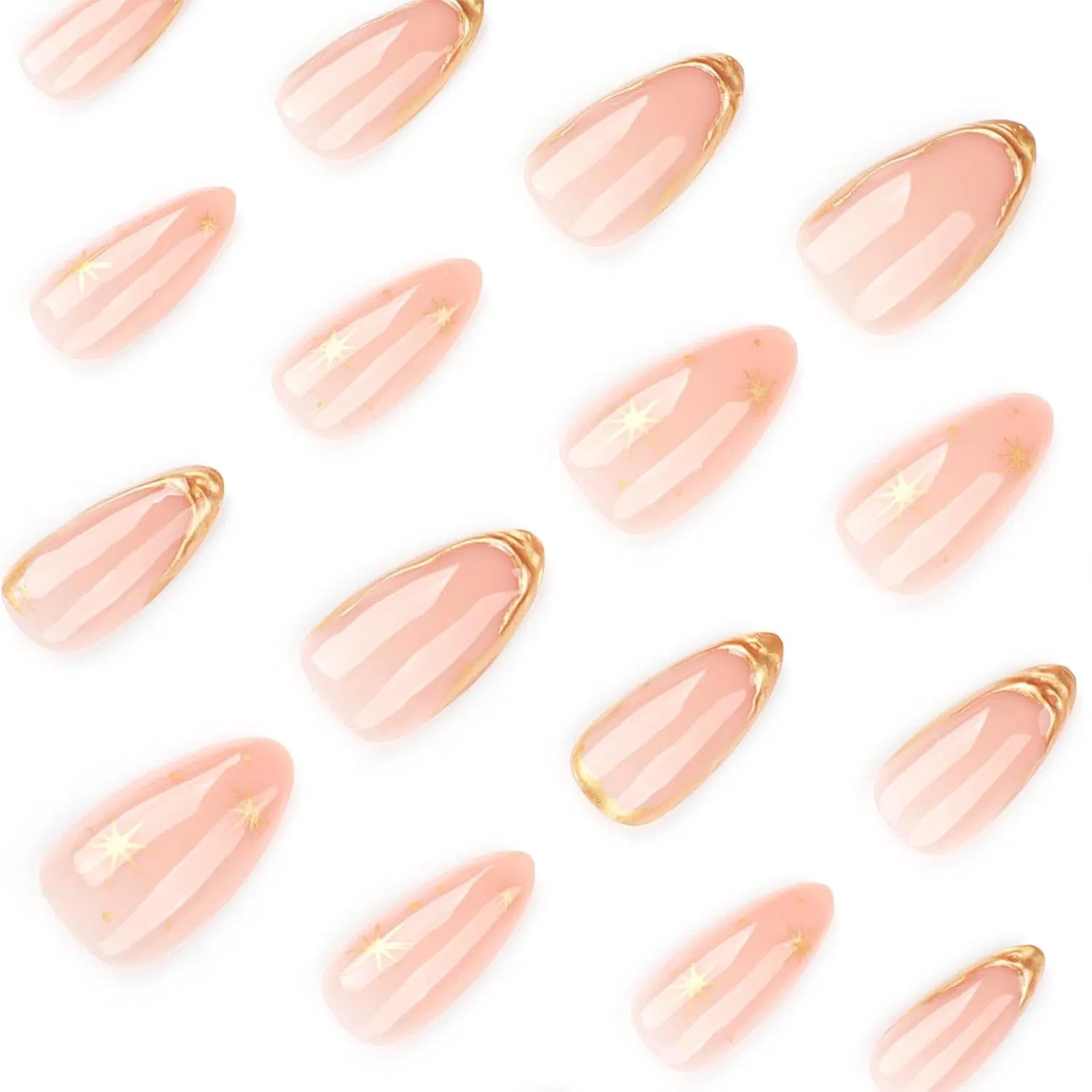Накладные ногти «French Lace Gold» с золотыми звездами от Shimmerz Shimmerz — фото 4