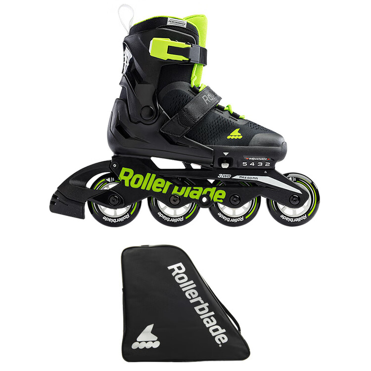 

RollerBlade Детские роликовые коньки с регулируемым размером, черно-зеленые, размер S (28-32 см)