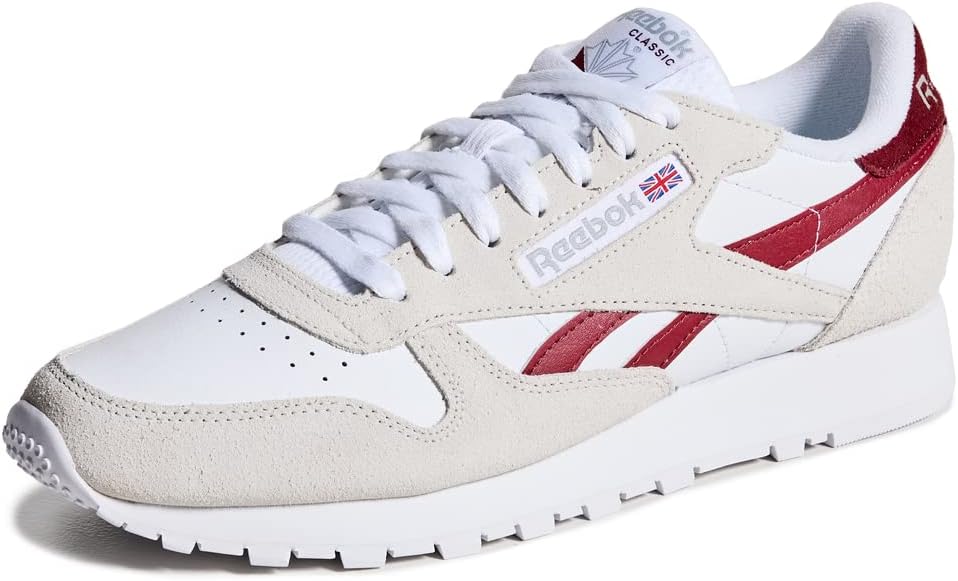 

Классические кожаные кроссовки для взрослых, унисекс V1 Reebok, белый/серый/бордовый