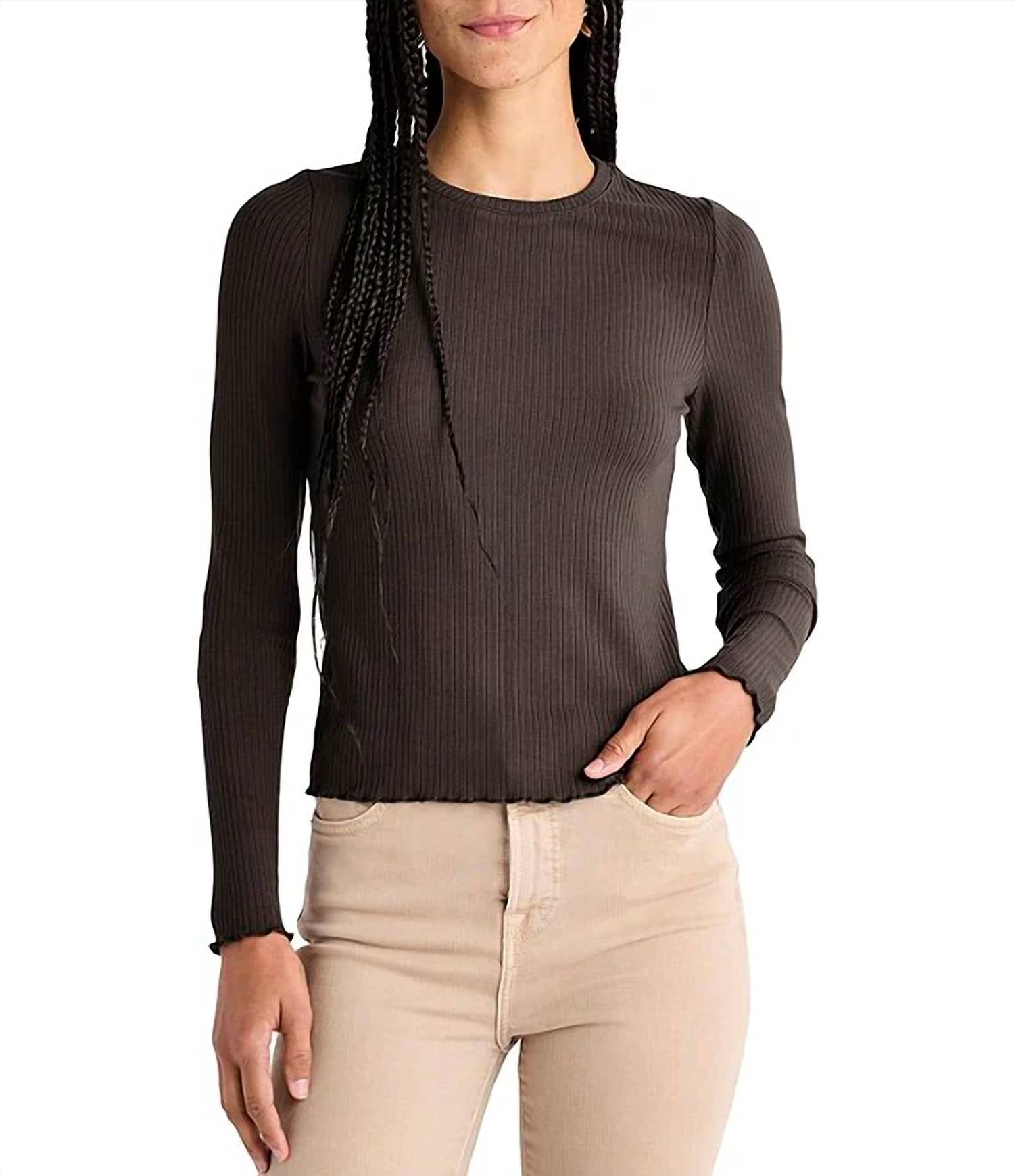 

Топ Hailey Ribbed Long Sleeves в шоколадном цвете Splendid, цвет chocolate