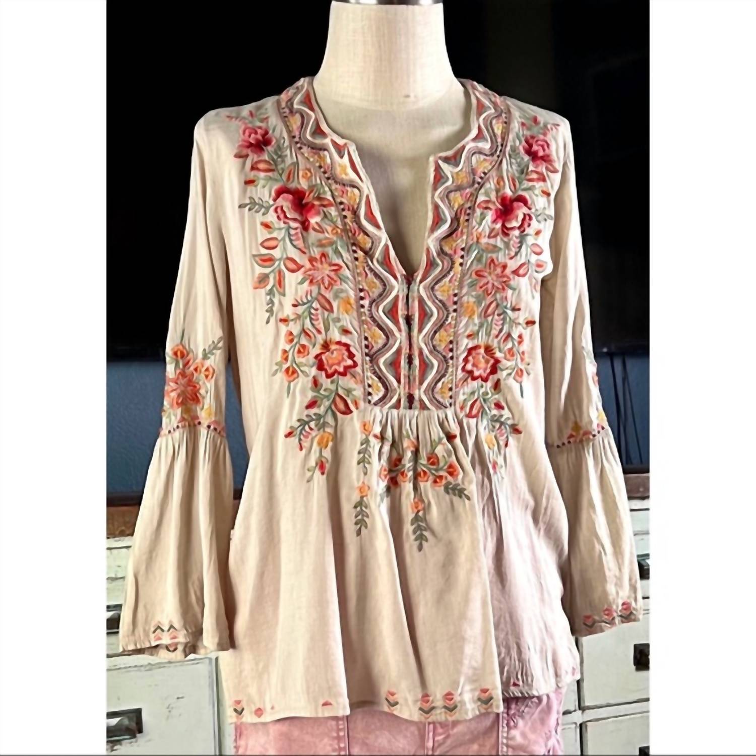 

Блуза Alise Flare Sleeve Boho в кремовом цвете Johnny Was