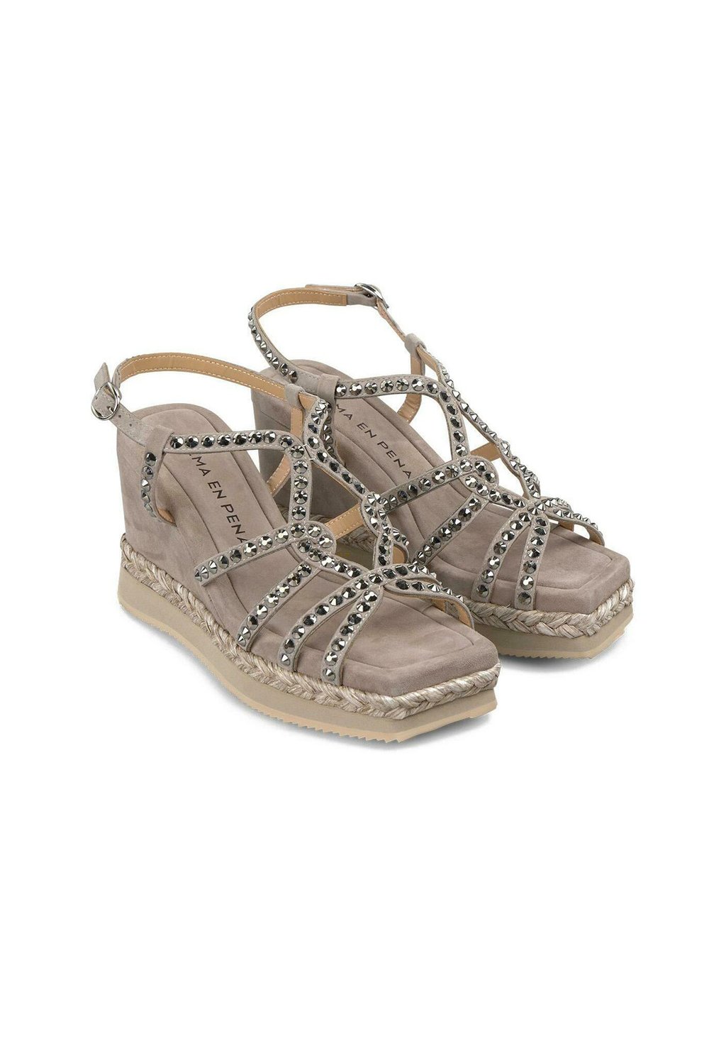 Босоножки на танкетке CON PUNTERA CUADRADA Y CIERRE CON HEBILLA - High heeled sandals Alma en Pena, серо-коричневый — фото 3