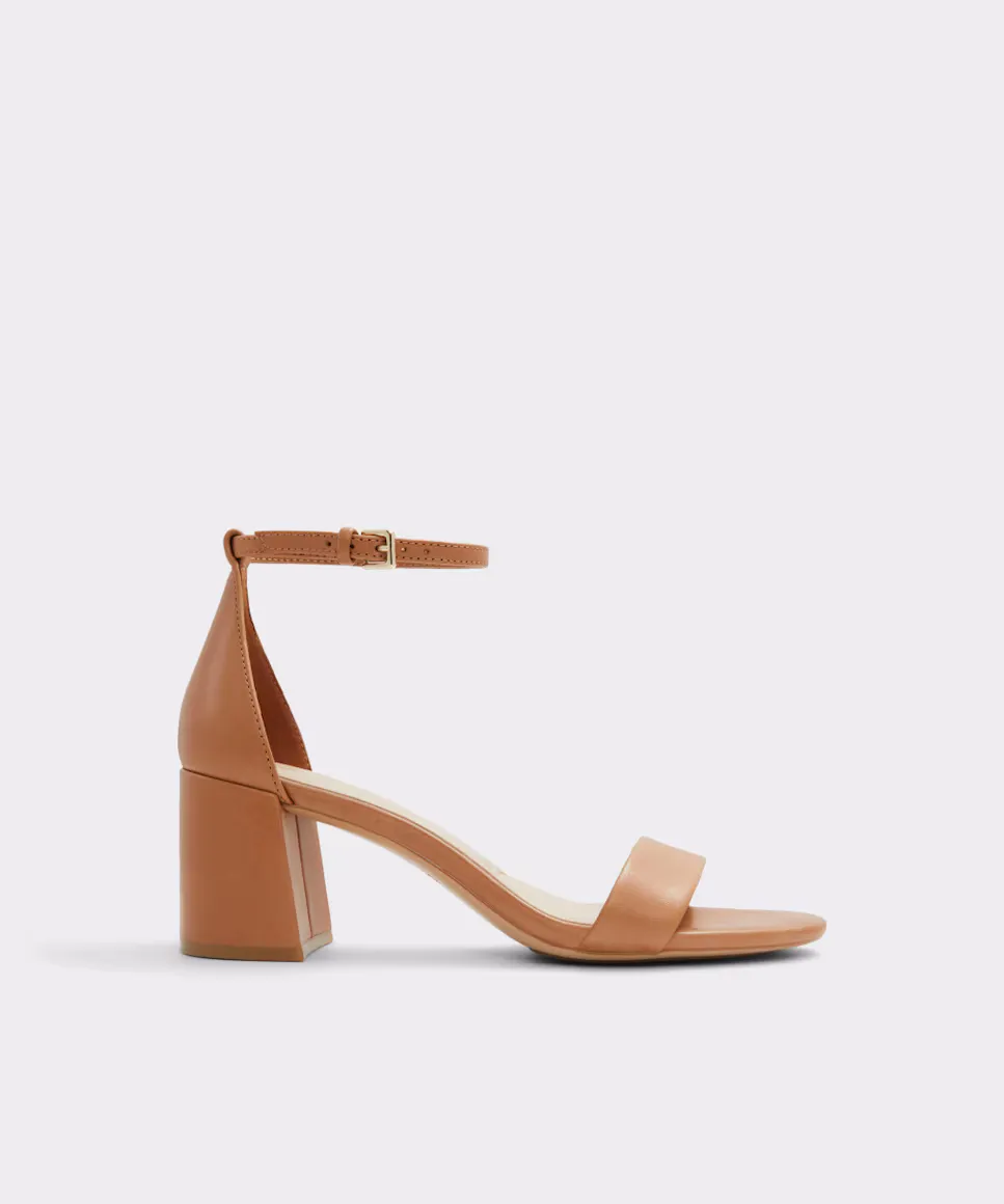 

Женские кожаные босоножки на каблуке с круглым носком Aldo, цвет Camel
